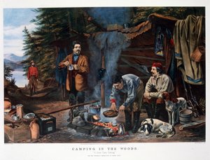 Camping im Wald "Eine gute Zeit kommt". Von Arthur Tait (Currier & Ives) von N. and Ives J.M. (1824 95) Currier