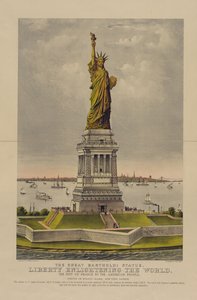 Die große Bartholdi-Statue, Freiheit erleuchtet die Welt, das Geschenk Frankreichs an das amerikanische Volk, ca. 1885
