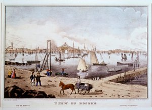 Blick auf Boston mit dem Hafen von Boston