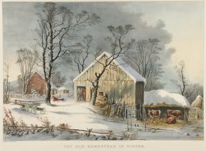 Das alte Heim im Winter von Currier and Ives