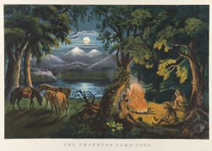 Das Lagerfeuer der Fallensteller von Currier and Ives