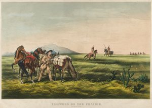 Fallensteller auf der Prärie / Frieden oder Krieg? 1866 (Farblithographie) von Currier and Ives