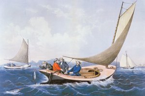 Angeln auf Blauflossen vor der Küste von Maine von Currier and Ives