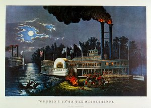 „Holz sammeln am Mississippi“. 1863 von N. and Ives J.M. (1824 95) Currier