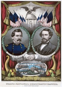 Großes nationales demokratisches Banner. Frieden! Union! und Sieg!, 1864