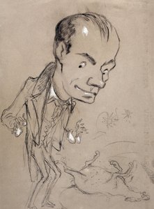 Baudelaire erstaunt vor einem toten Pferd und auf seinem Rücken. Darstellung von Charles Baudelaire, französischer Dichter (1821-1867)