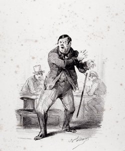 Komödianten auf der Bühne. Platte eingefügt im Album "Les Ficelles Dramatiques déroulées von Berthelier de l