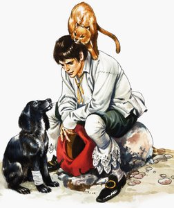 Dick Whittington (?) mit Katze und Hund von Nadir Quinto