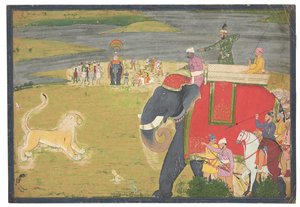 Raja Balwant Dev Singh auf Löwenjagd von Nainsukh
