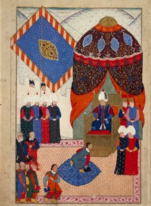 Die Empfangnahme des ungarischen Kronprinzen Zsigismond Janos durch Suleyman I am 29. Juni von Nakkaş Osman