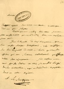 Brief von Napoleon an Le Saucquer, Kriegsschreiber von Napoleon Bonaparte I