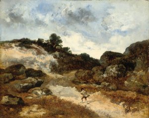 Vor dem Sturm, eine Figur auf der felsigen Straße nach Jean-de-Paris