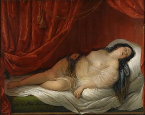 Eine Odaliske im roten Interieur, frühes 19. Jahrhundert von Natale Schiavoni