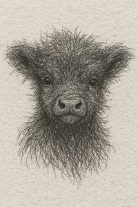 Flauschiges schwarzes Kalb von Natalie Bruns
