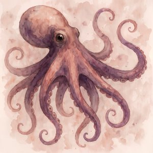 Anmutiger Aquarell Oktopus von Natalie Bruns