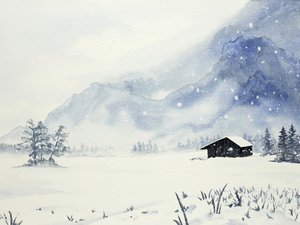 Neblige Berghütte von Natalie Bruns