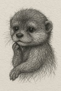 Nachdenklicher Baby-Otter von Natalie Bruns