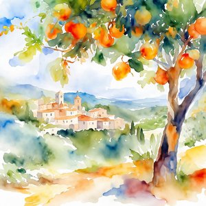 Toskanisches Orangenbaumdorf von Natalie Bruns