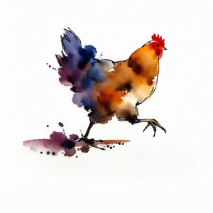 Lebendiges Aquarell Huhn