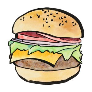 Aquarellierter Cheeseburger von Natalie Bruns