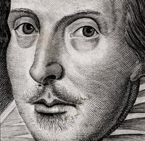 Detail des Porträts von William Shakespeare auf dem Frontispiz von Komödien, Historien und T... von Nathan Benn