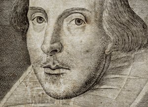 Detail des Porträts von William Shakespeare auf dem Frontispiz von Komödien, Historien, & t... von Nathan Benn