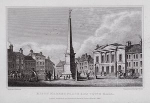 Marktplatz und Rathaus von Ripon von Nathaniel (after) Whittock