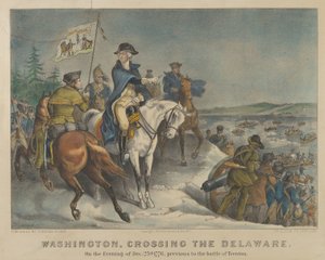Washington überquert den Delaware am Abend des 25. Dez. 1776, vor der Schlacht..., 1876 von Currier and Ives