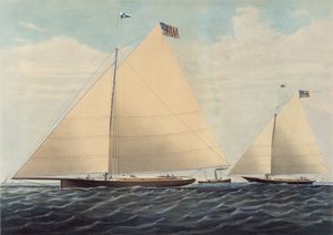 Cutter Yacht Scud aus Philadelphia - Modelliert von Robert L. Stevens, Esq., 1855 von Nathaniel Currier