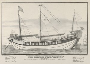 Die chinesische Dschunke Keying-Kapitän Kellett, wie sie im Hafen von New York erschien von Nathaniel Currier