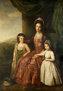 Eine Gruppenporträt von Mary, Countess of Darnley und ihren Kindern, Lord Clifton und Lady Mary Bligh, alle in voller Länge von Nathaniel Dance Holland
