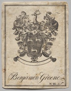 Exlibris: Wappen mit der Inschrift Benjamin Greene