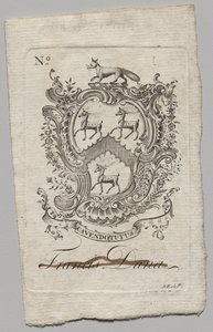 Exlibris: Wappen mit der Inschrift Francis Dana von Nathaniel Hurd