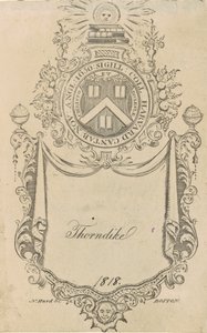 Harvard College Exlibris mit dem Christo et Ecclesiæ Siegel von Nathaniel Hurd