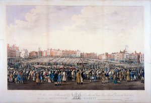 Smithfield Market, West Smithfield, City of London, ca. 1825 von Nathaniel Whittock
