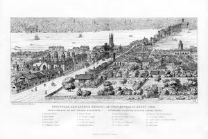 Southwark und London Bridge, wie sie um 1546 erschienen, um 1860