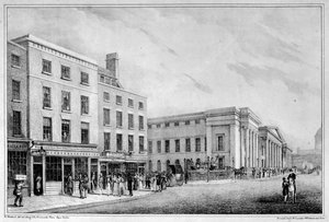 Blick entlang der Aldersgate Street und St. Martin-le-Grand zur St. Pauls Kathedrale, ca. 1830 von Nathaniel Whittock