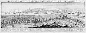 Die Westansicht der königlichen Werft in Chatham, 1738