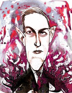 Amerikanischer Horror- und Science-Fiction-Autor Howard Phillips Lovecraft (1890-1937); Karikatur von Neale Osborne