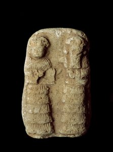 Sumerische Zivilisation: Götterpaar auf dem Thron. Terrakottaskulptur. Neo-Sumerische Periode (zwischen 2093 und 2004 v. Chr.) von Neo Sumerian