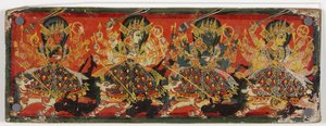Ein Manuskriptdeckel, der Devi als die Acht Mütter darstellt von Nepalese School