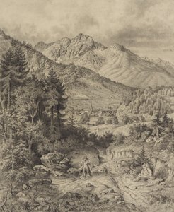 Alpenlandschaft mit Staffage von Leopold Blonder