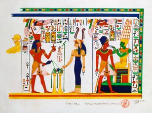 Wandgemälde aus El-Kab, Ägypten, 1841 von Nestor l