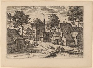 Dorf mit Teich von Netherlandish 16th Century