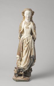 Heilige Barbara von Meester van Koudewater, ca. 1470 (Walnuss) von Netherlandish School