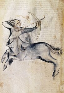 Sloane 3983 f.9v Zeichnung des Schützen; aus einer Übersetzung eines persischen astrologischen Traktats, 
