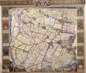 Wandkarte von Delftland, 1712 von Netherlandish School