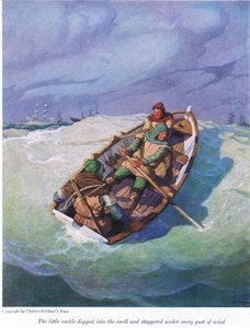 Das kleine Boot tauchte in die Wellen und schwankte unter jedem Windstoß von Newell Convers Wyeth