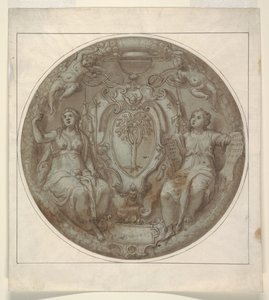 Entwurf für ein Tondo mit den Wappen von Kardinal Giulio della Rovere von Niccolò Martinelli, called il Trometta
