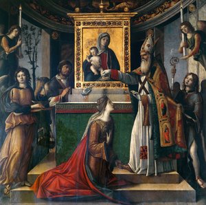 Der heilige Johannes der Evangelist erscheint der Kaiserin Galla Placidia von Niccolò Rondinelli